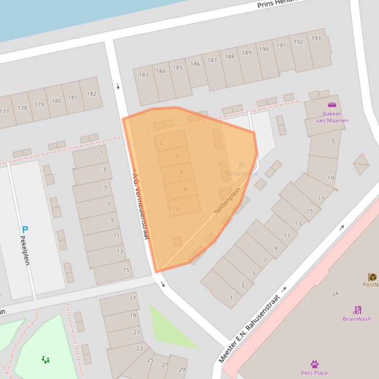 Kaart van postcodegebied 2225WE.