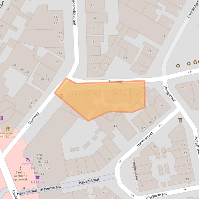 Kaart van postcodegebied 2225XG.