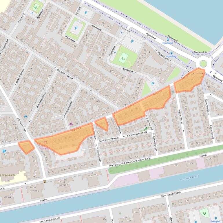 Kaart van postcodegebied 2225XK.