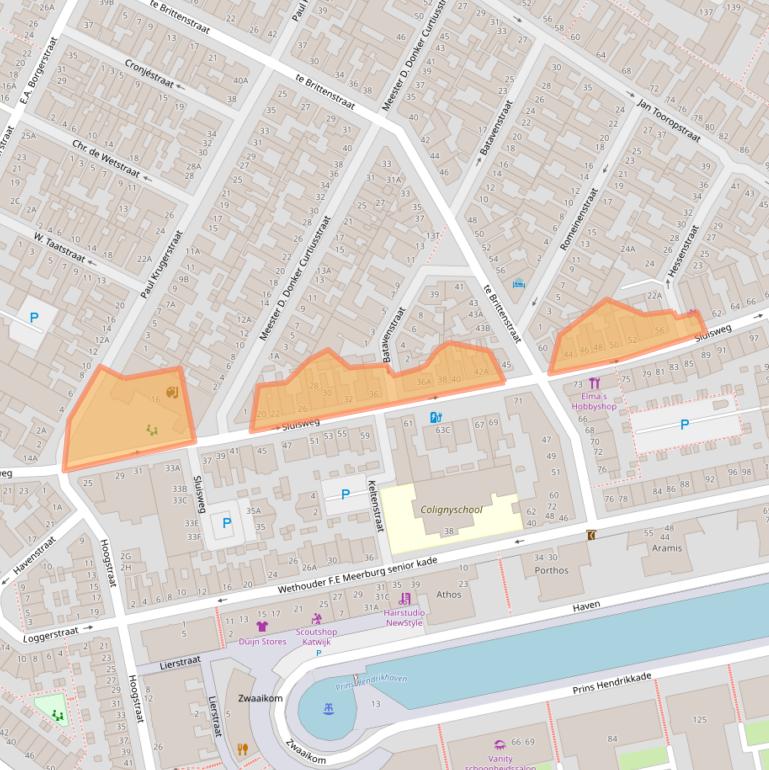 Kaart van postcodegebied 2225XM.