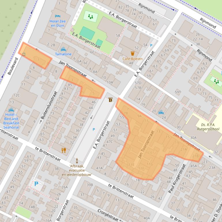 Kaart van postcodegebied 2225XR.