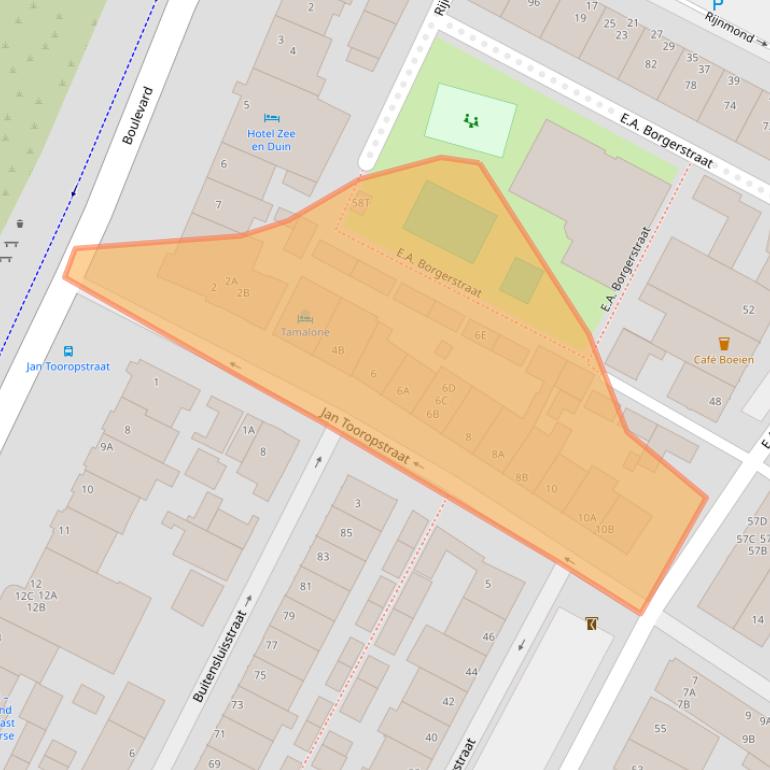 Kaart van postcodegebied 2225XT.