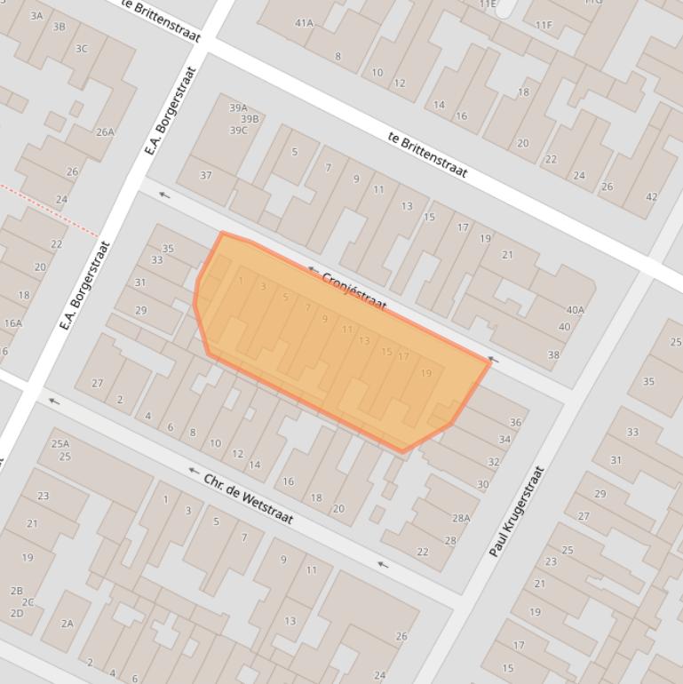 Kaart van postcodegebied 2225ZS.