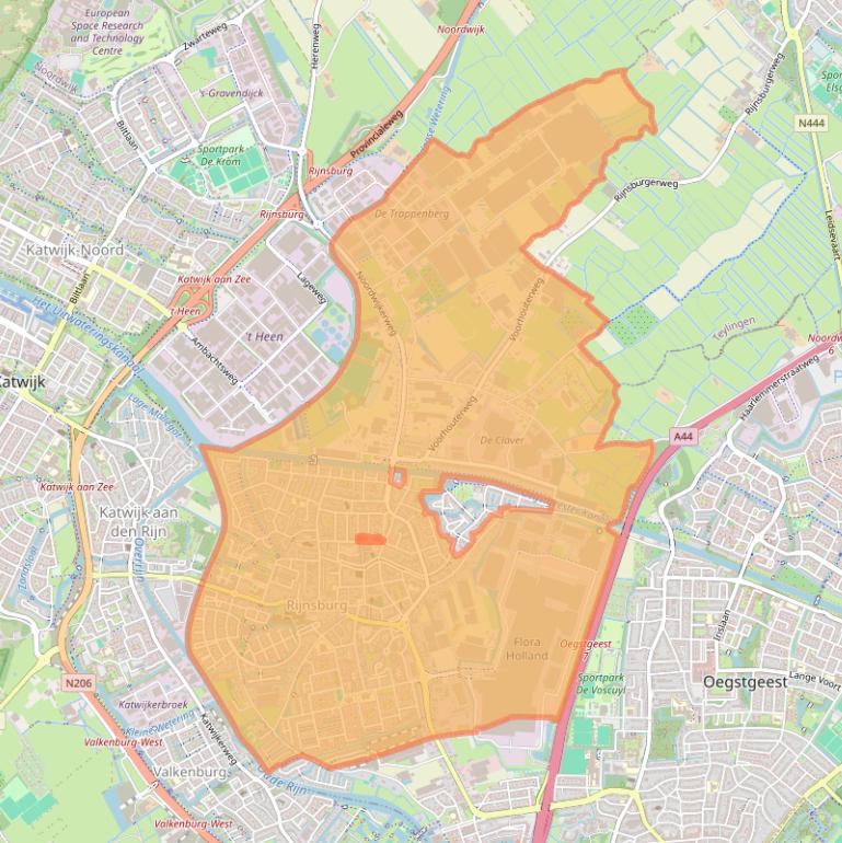Kaart van postcodegebied 2231.