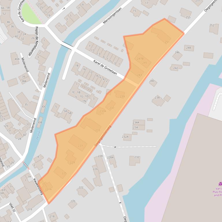 Kaart van postcodegebied 2231AV.