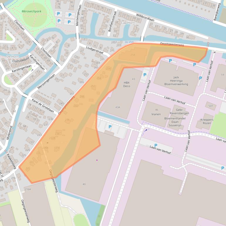 Kaart van postcodegebied 2231BE.