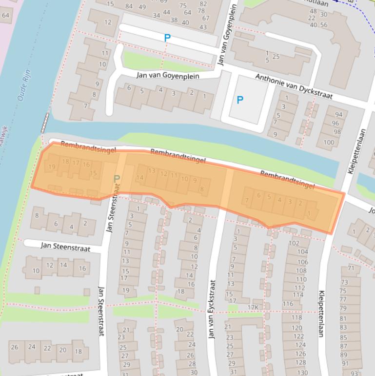 Kaart van postcodegebied 2231BK.