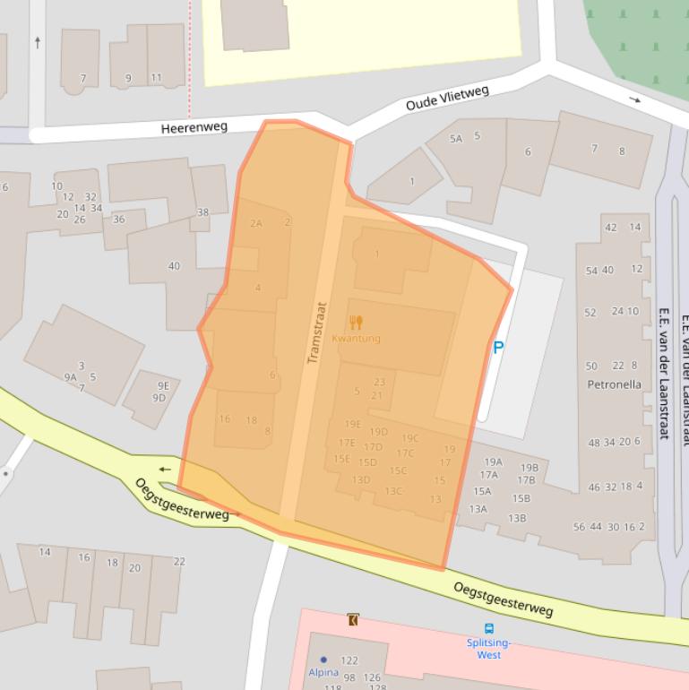 Kaart van postcodegebied 2231CJ.