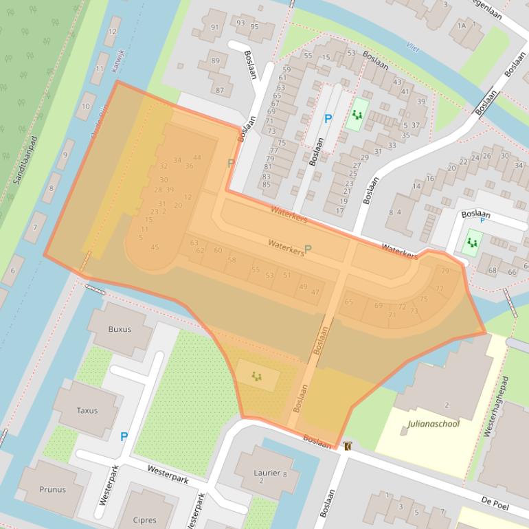 Kaart van postcodegebied 2231DN.
