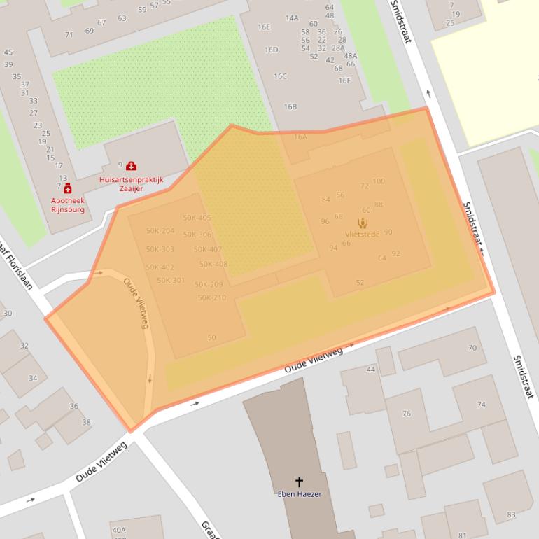 Kaart van postcodegebied 2231DS.