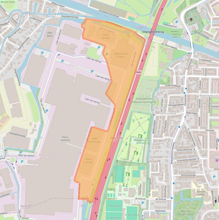 Kaart van postcodegebied 2231DZ.