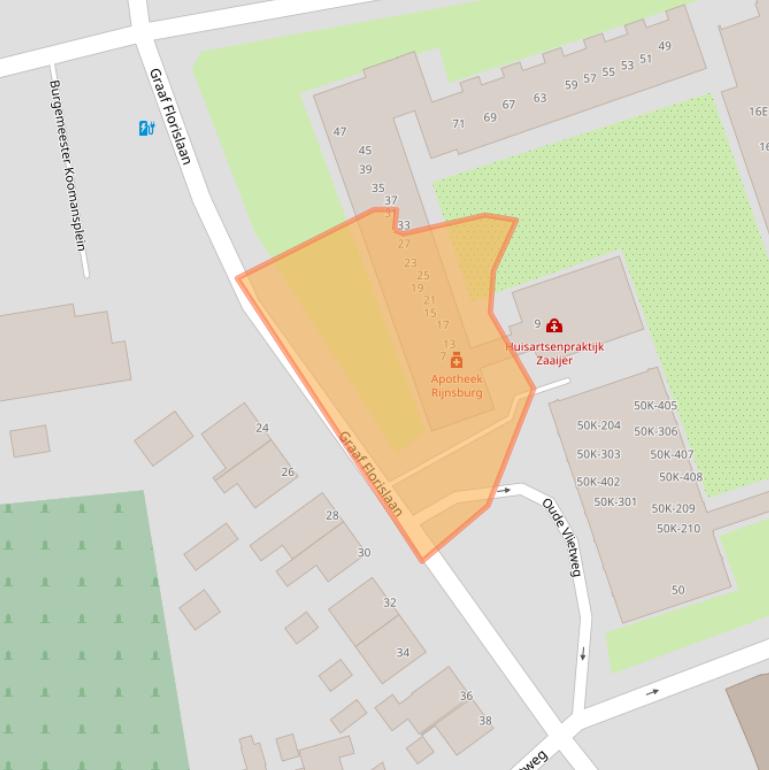 Kaart van postcodegebied 2231EA.