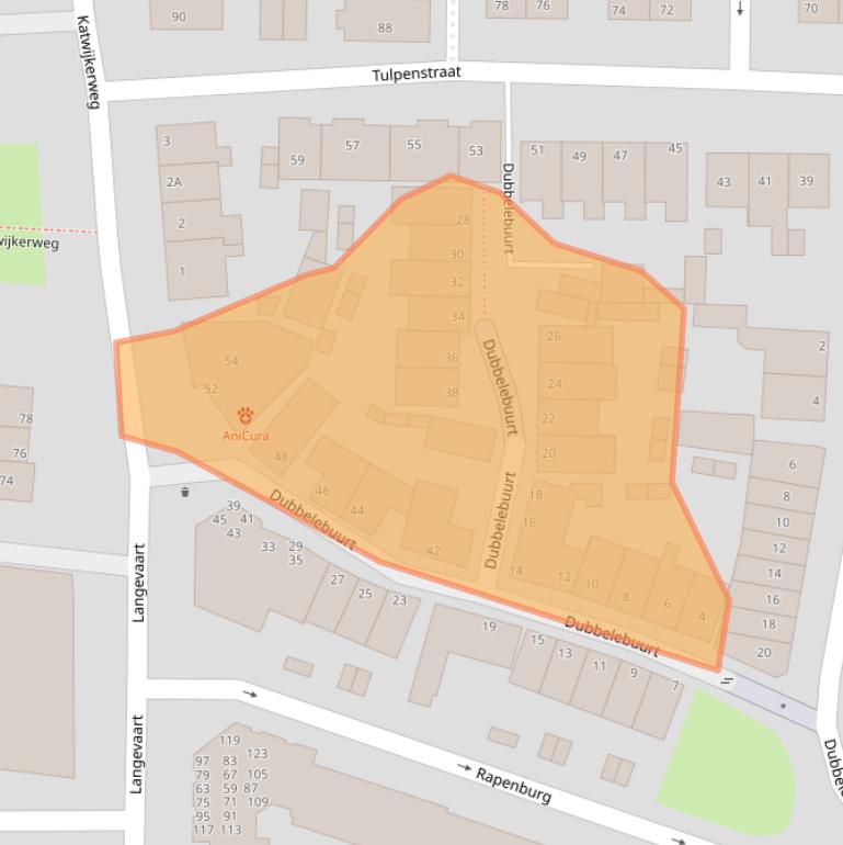 Kaart van postcodegebied 2231GL.