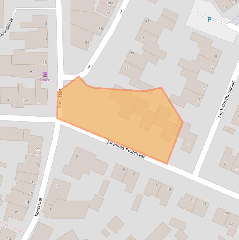 Kaart van postcodegebied 2231HW.