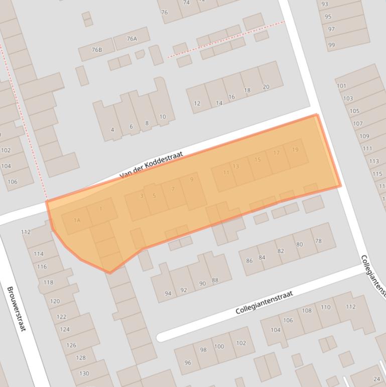 Kaart van postcodegebied 2231JB.