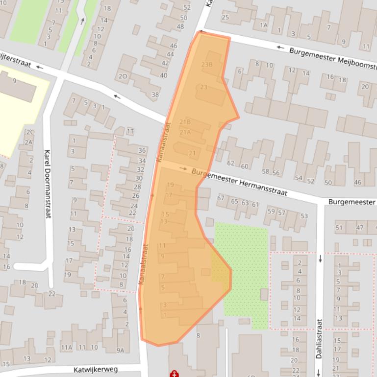 Kaart van postcodegebied 2231KA.