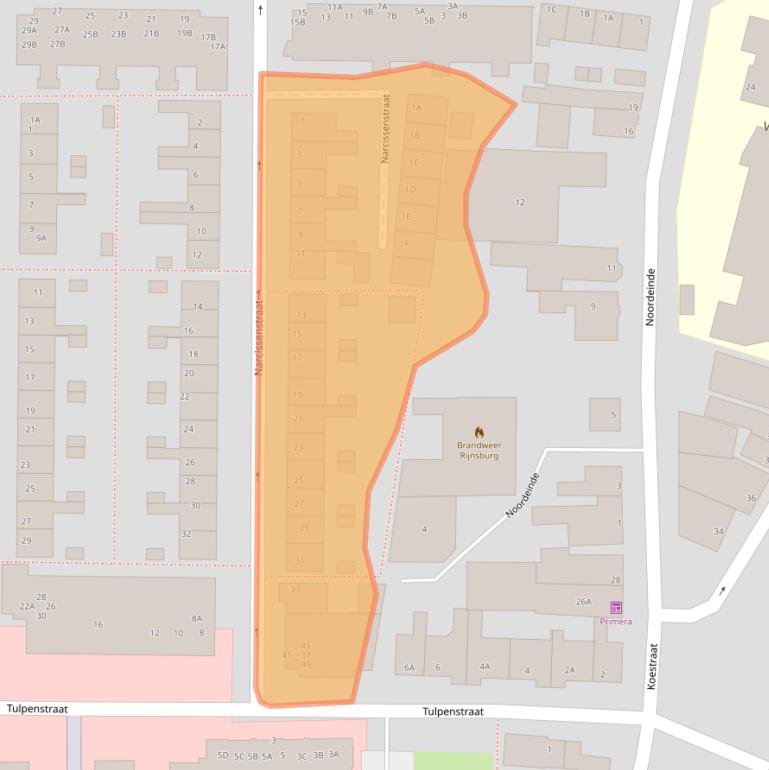 Kaart van postcodegebied 2231KM.