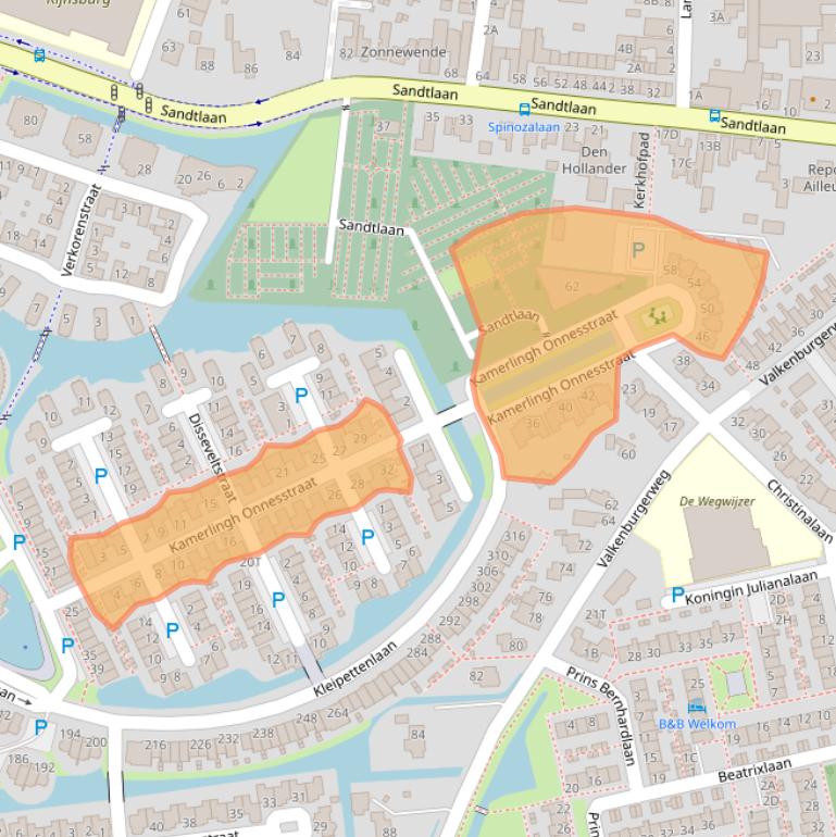 Kaart van postcodegebied 2231MJ.