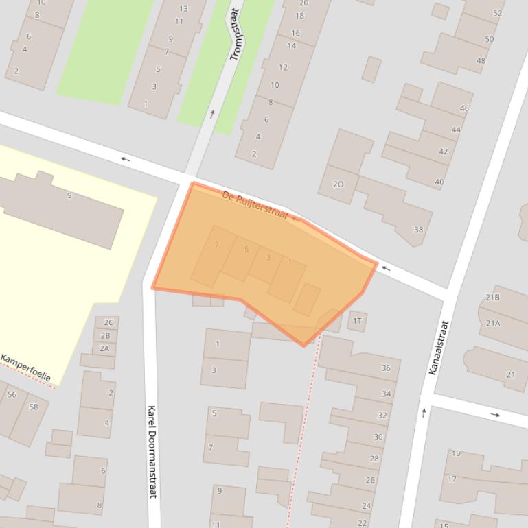 Kaart van postcodegebied 2231RS.