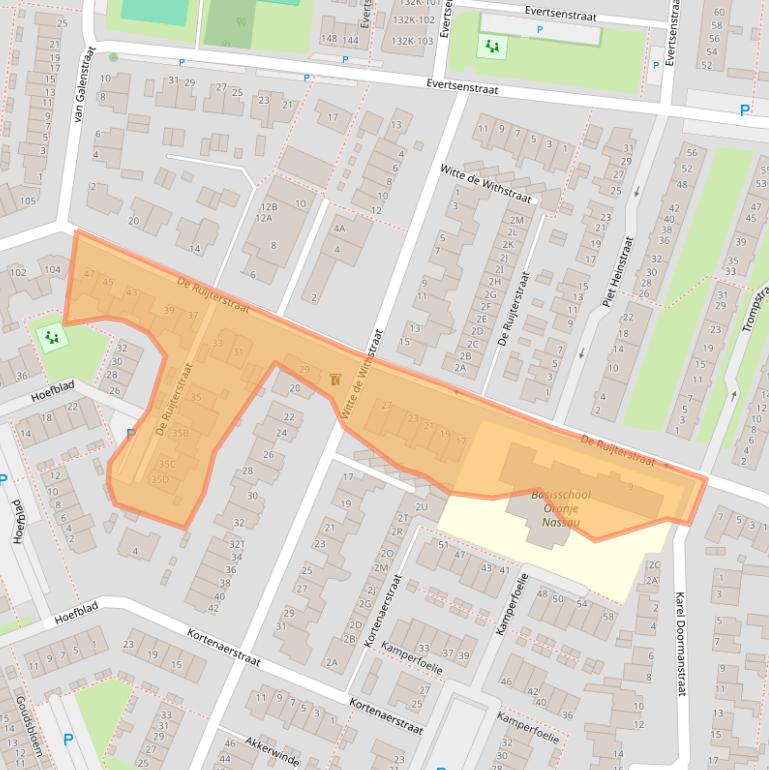 Kaart van postcodegebied 2231RT.