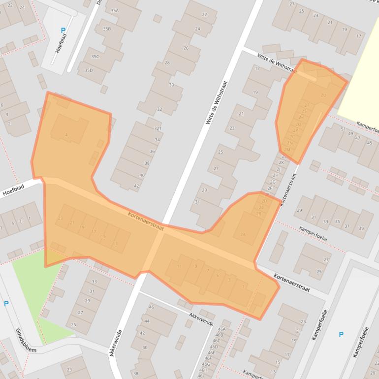 Kaart van postcodegebied 2231RZ.
