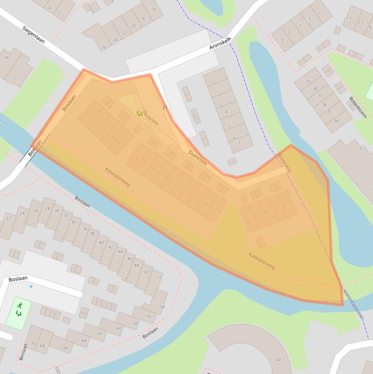Kaart van postcodegebied 2231WJ.