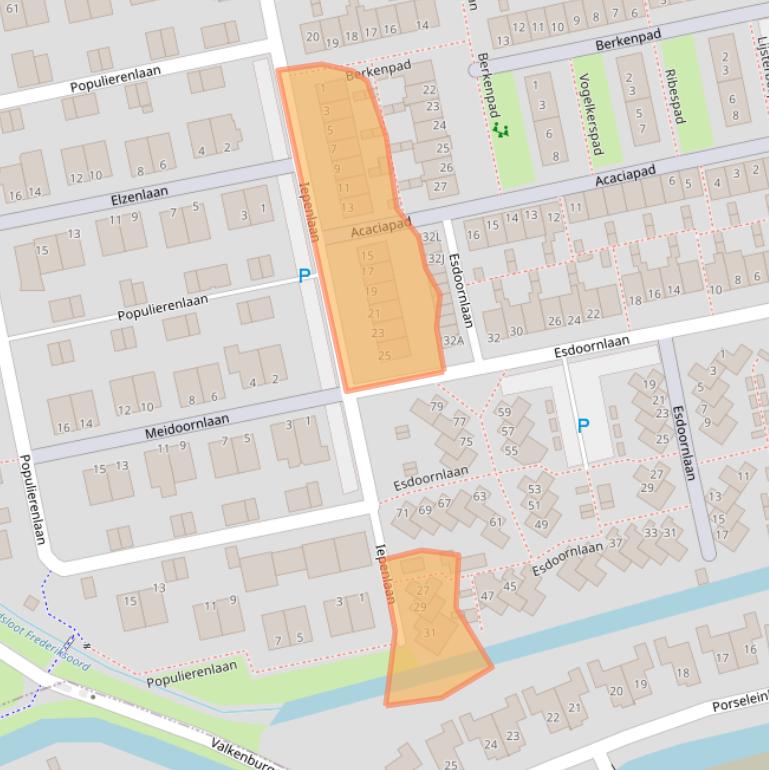 Kaart van postcodegebied 2231XJ.