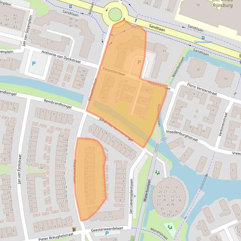 Kaart van postcodegebied 2231XZ.