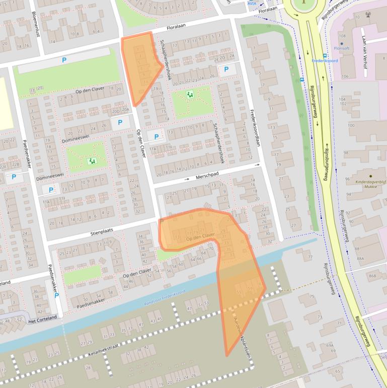 Kaart van postcodegebied 2231ZW.