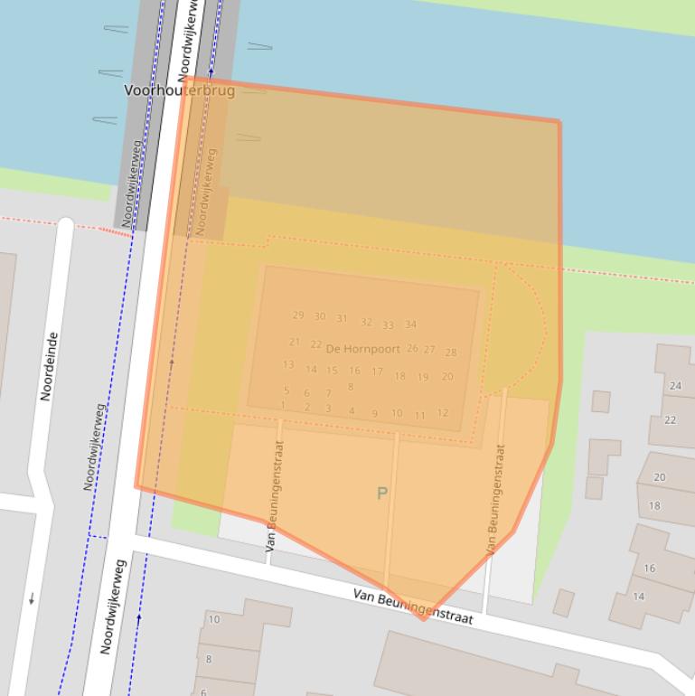 Kaart van postcodegebied 2232AA.