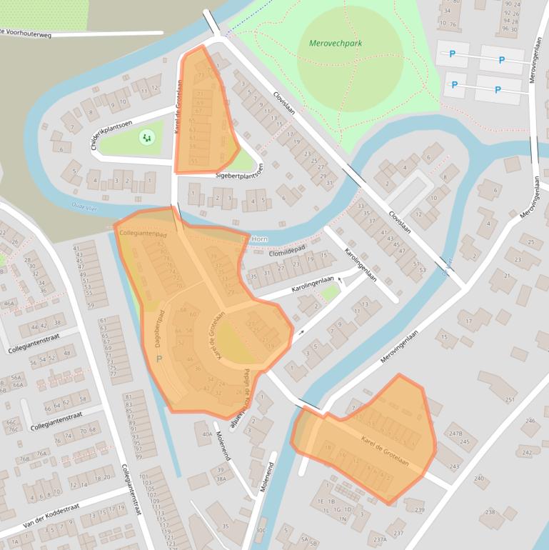 Kaart van postcodegebied 2232AH.