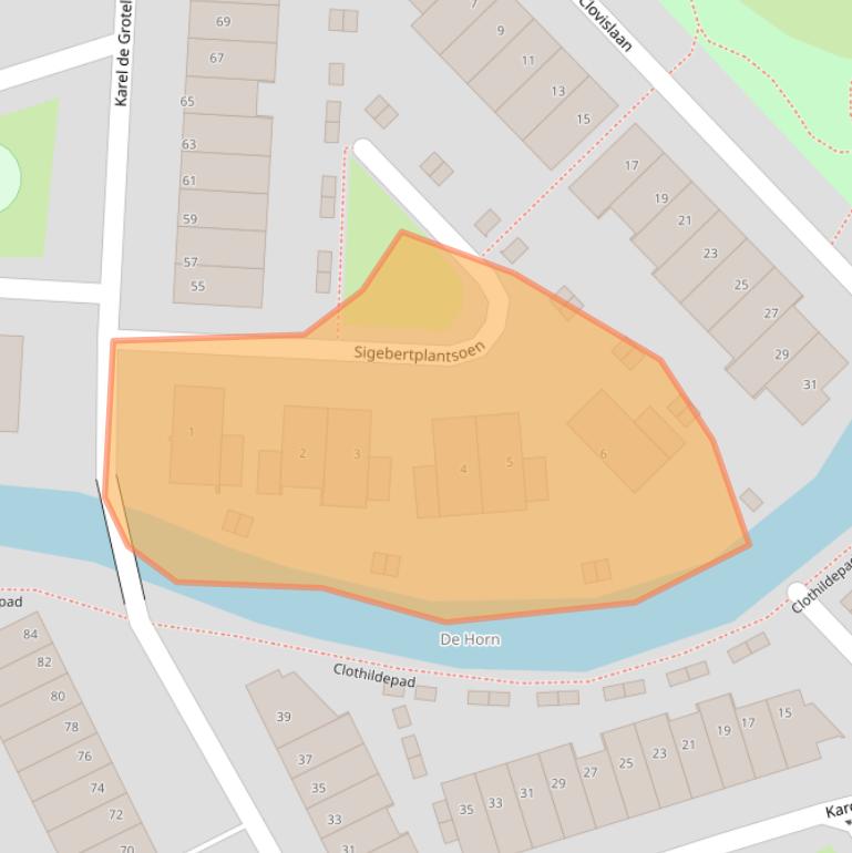 Kaart van postcodegebied 2232AJ.