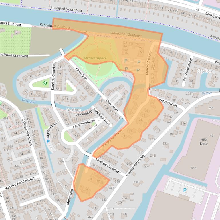 Kaart van postcodegebied 2232AN.