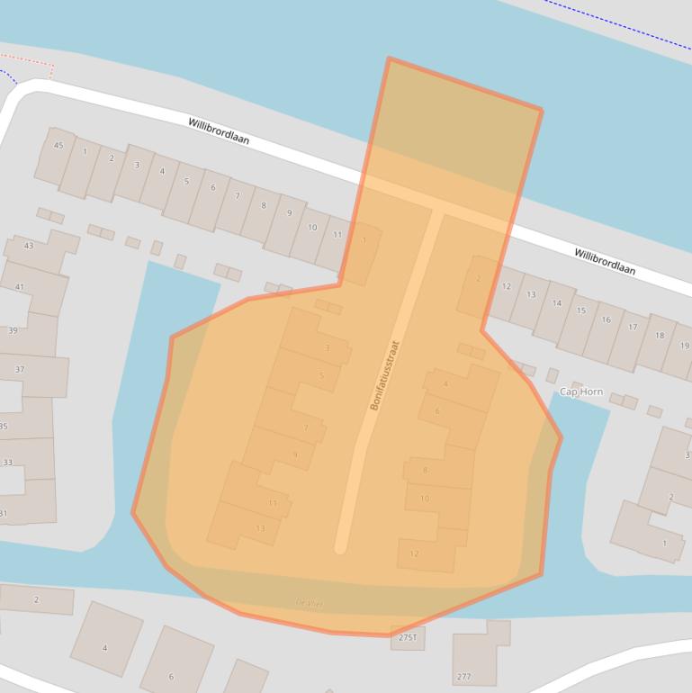 Kaart van postcodegebied 2232AR.