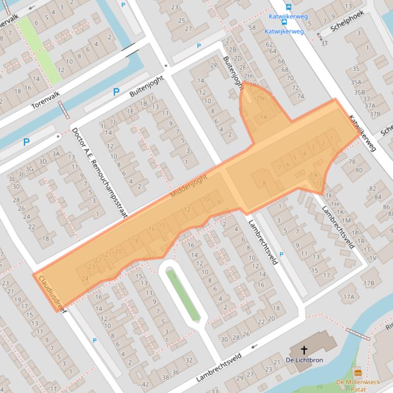 Kaart van postcodegebied 2235AK.