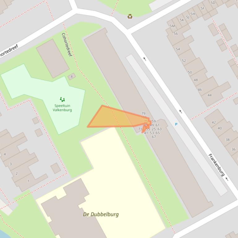 Kaart van postcodegebied 2235BE.