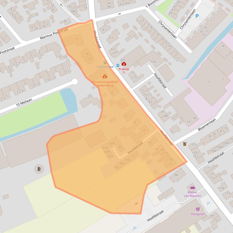 Kaart van postcodegebied 2235CJ.