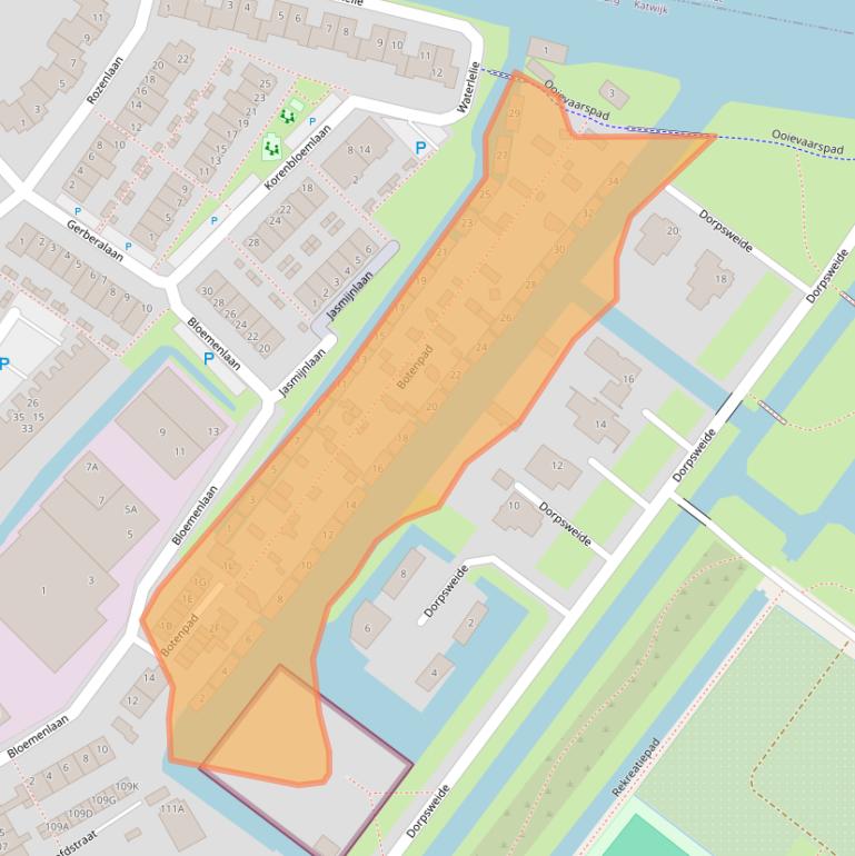 Kaart van postcodegebied 2235CL.