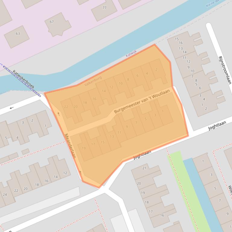 Kaart van postcodegebied 2235DC.