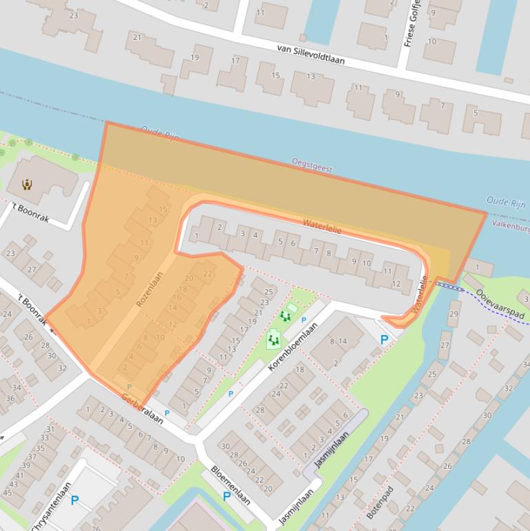 Kaart van postcodegebied 2235ER.