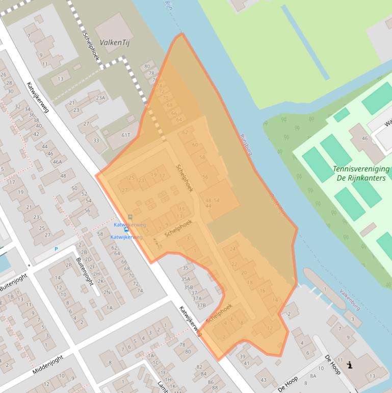 Kaart van postcodegebied 2235EW.