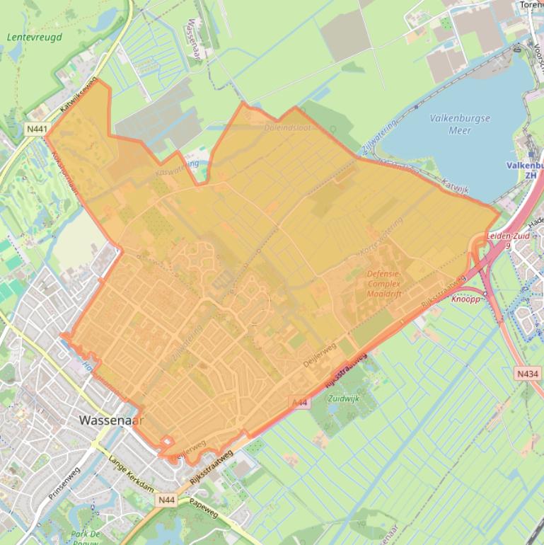 Kaart van postcodegebied 2241.