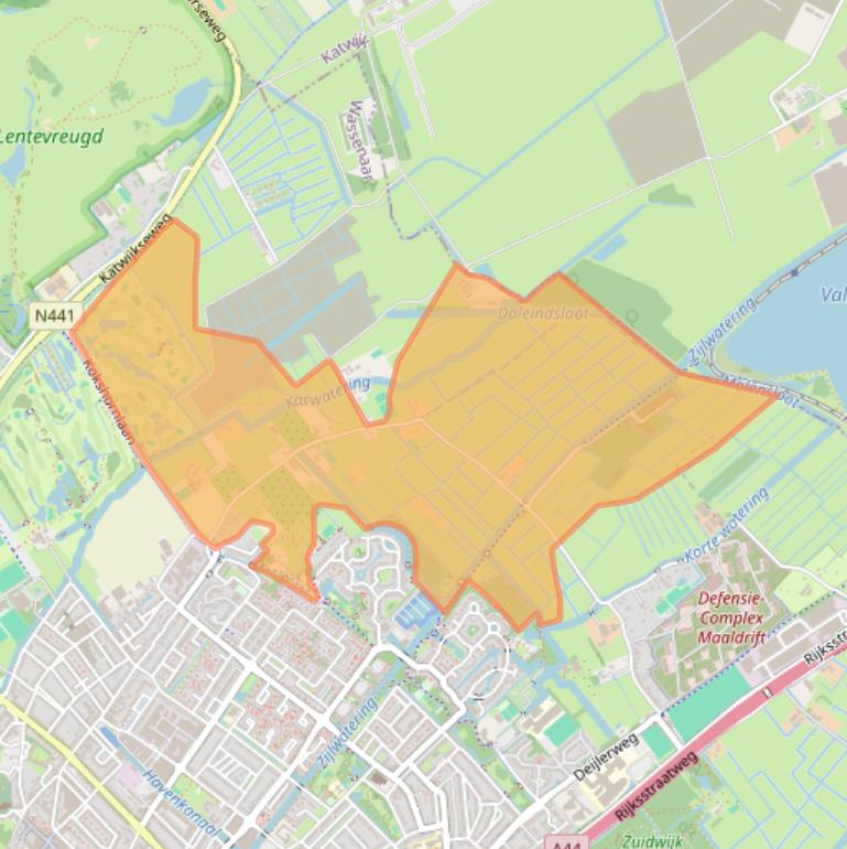 Kaart van postcodegebied 2241BG.