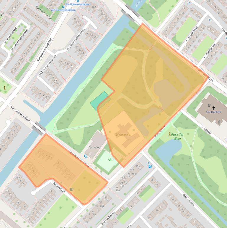 Kaart van postcodegebied 2241JE.