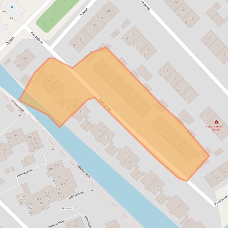 Kaart van postcodegebied 2241KB.