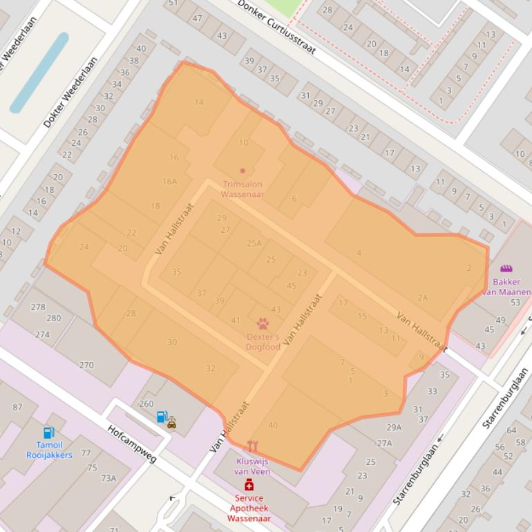 Kaart van postcodegebied 2241KT.