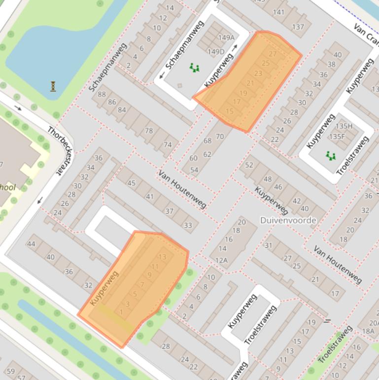 Kaart van postcodegebied 2241LL.