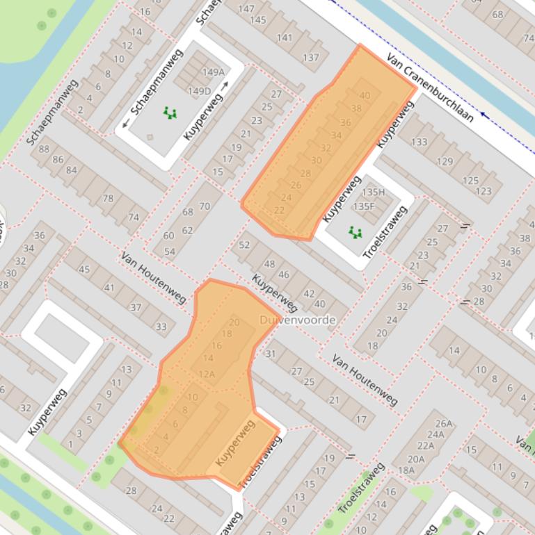 Kaart van postcodegebied 2241LM.