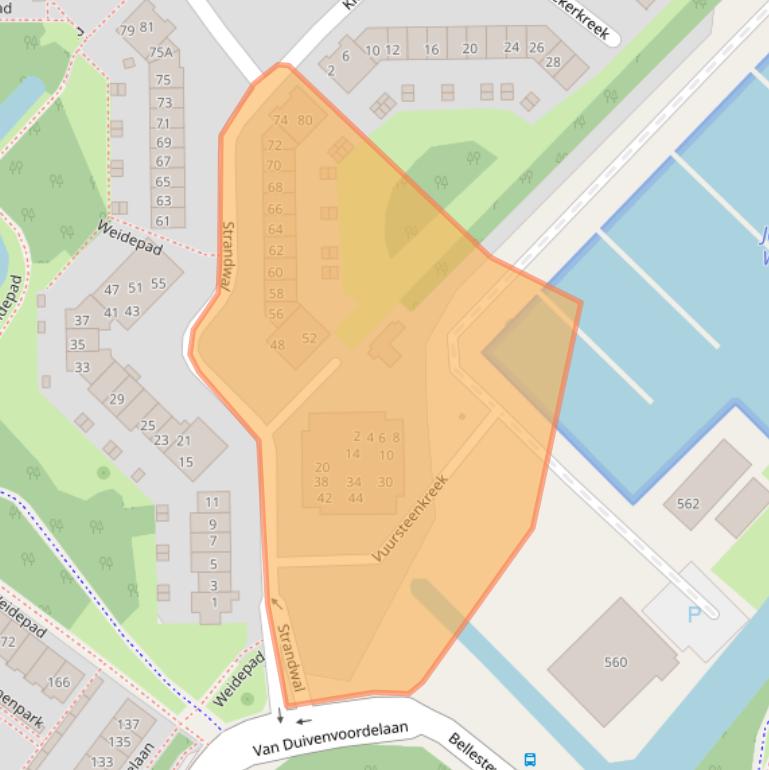 Kaart van postcodegebied 2241ML.