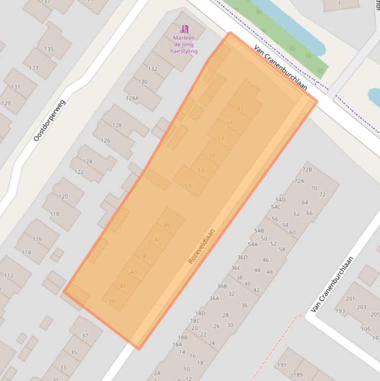 Kaart van postcodegebied 2241NS.